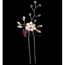 Ac metalic pentru par ACM041 cu Strasuri si perle